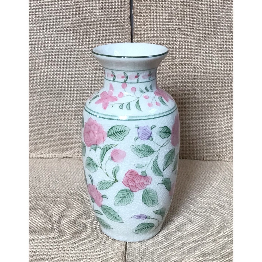 Vintage Windsor Flower Floral Cermaic Vase 6 3/4 Inch Cottage Grandma Core - Picture 1 of 8